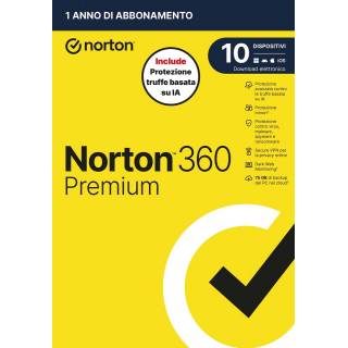 Norton 360 Premium 2026 | Antivirus per 10 Dispositivi Licenza di 1 Anno