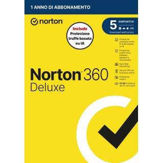 Norton 360 Deluxe 2026 | Antivirus per 5 Dispositivi Licenza di 1 Anno