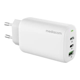 Mediacom Fast Charger Caricabatterie da Parete 65W 2*USB-C/USB