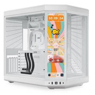 HYTE Y70 Touch Infinite Snow White Case Midi Tower Display IPS Touch 2.5K Vetro Temperato No-Power E-ATX/ATX/mATX/Mini-ITX