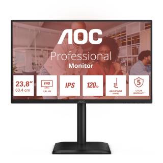 AOC 24E4U Monitor 23.8" IPS 120Hz Full HD 4ms Multimediale Pivot Hub USB HDMI/DisplayPort/VGA