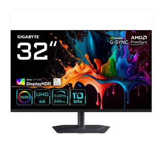 GIGABYTE MO32U2 Monitor 31.5" QD-OLED 240Hz 4K UHD 0.03ms Multimediale Pivot USB-C 2*HDMI/DisplayPort